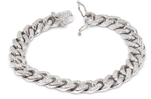 Sparkling Sterling Silver Bracelet with Zircon Stones Adorning Both Sides - Image 4
