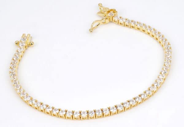 Sparkling Sterling Silver Bracelet with Zircon Stones and Dual Plating (Gold and Rhodium) - Image 5