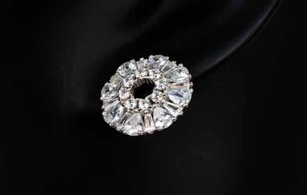 Sparkling Sterling Silver Flower Stud Earrings Adorned with Zircon Stones - Image 5