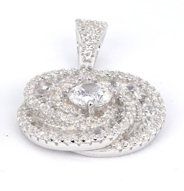 Floral Fantasy: Sterling Silver Jewelry Set earrings necklace and ring  with Zircon Stones - Image 4