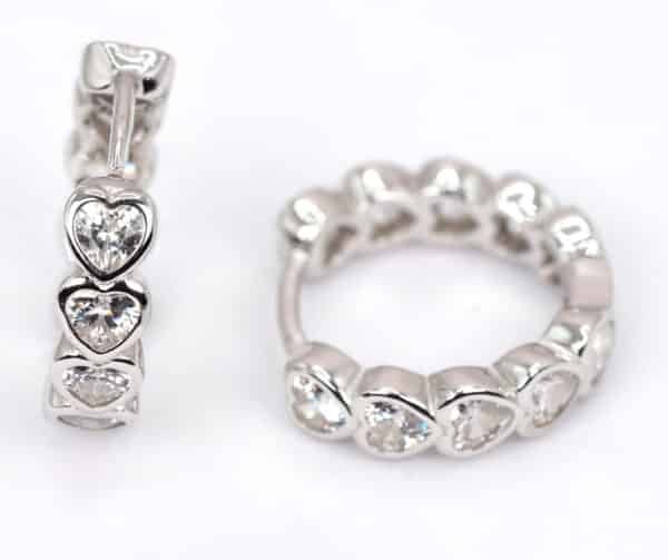 Sparkling Heart-Shaped Zircon Sterling Silver Huggie Earrings - Image 6