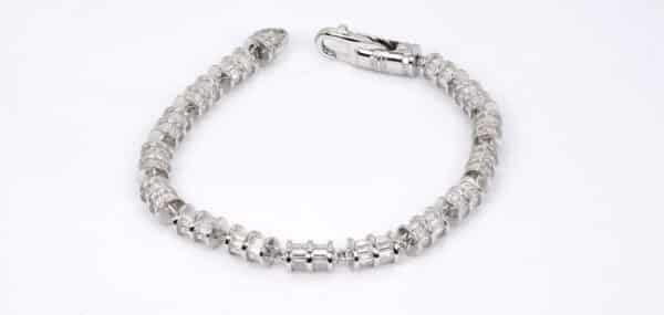 Sparkling Sterling Silver Bracelet with Cylindrical Zircon Stones - Image 4
