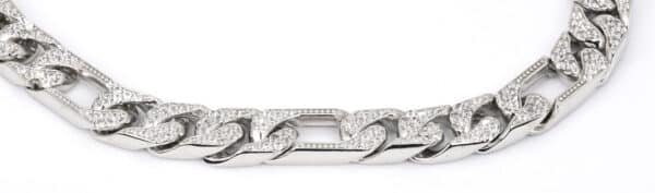 Zircon-Studded Sterling Silver Chain Bracelet: A Unique Design Featuring 5 Large Chains Linked by Smaller Chain - Image 5