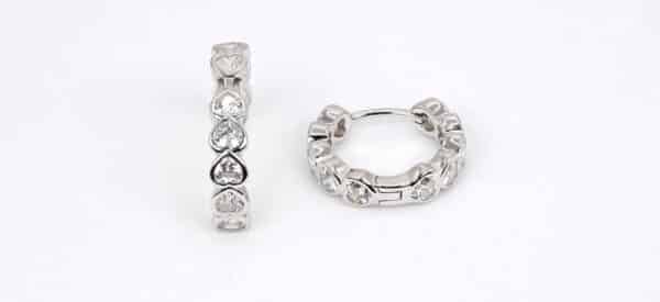 Sparkling Heart-Shaped Zircon Sterling Silver Huggie Earrings