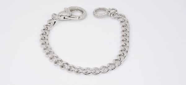 Bold and Elegant Sterling Silver Bracelet with Sparkling Zircon Stones and Chunky Hook Clasp - Image 5
