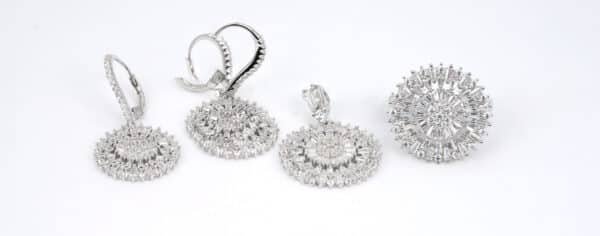 Sparkling Circle: 925 Sterling Silver Jewelry Set with 5A Cubic Zircon Stones Necklace, Ring, and Earrings