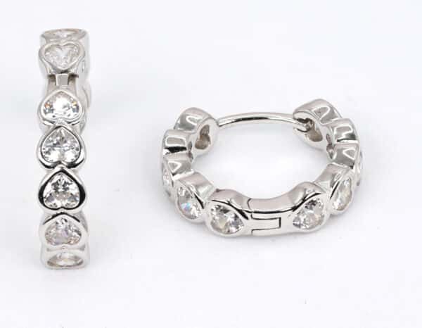 Sparkling Heart-Shaped Zircon Sterling Silver Huggie Earrings - Image 7