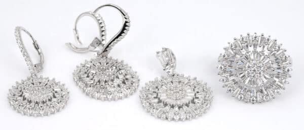 Sparkling Circle: 925 Sterling Silver Jewelry Set with 5A Cubic Zircon Stones Necklace, Ring, and Earrings - Image 8