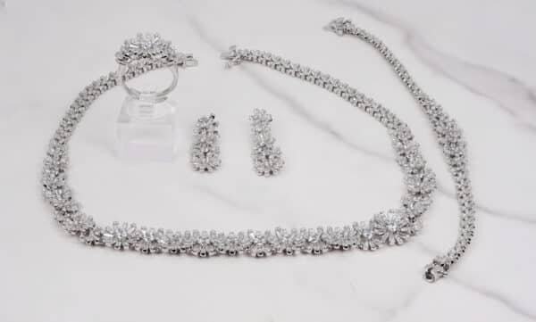 Enchanting Sterling Silver Jewelry Set with Flower Design and Zircon Stones - Image 3