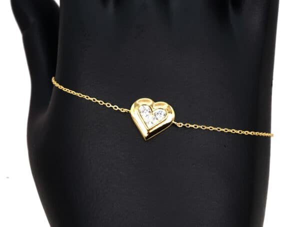 Dazzling Heart Shaped Zircon Bracelet: Exquisite 925 Sterling Silver with Gold and Rhodium Plating - Image 3