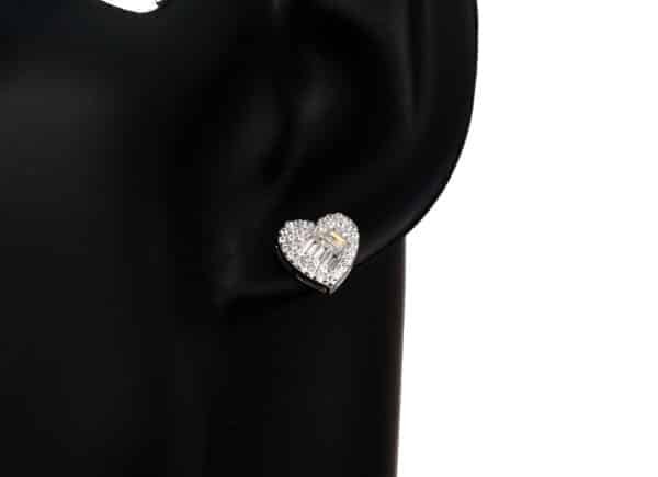Dazzling Heart-Shaped Sterling Silver Stud Earrings with Sparkling Zircon Stones - Image 3