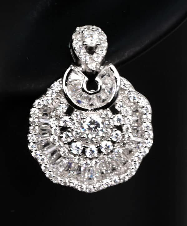 925 Sterling Silver Jewelry Set with 5A Zircon Stone Necklace, Earrings, and Ring  Double Circle Design and Premium Quality Silver - Image 3