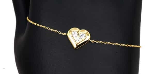 Dazzling Heart Shaped Zircon Bracelet: Exquisite 925 Sterling Silver with Gold and Rhodium Plating - Image 4