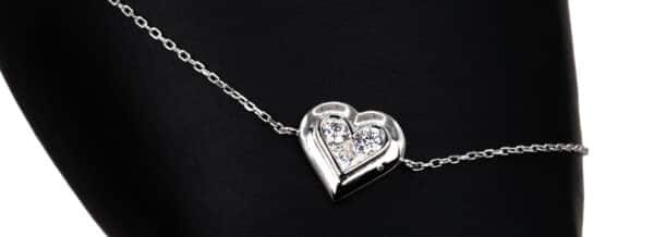 Sparkling Heart Shaped Zircon Sterling Silver Bracelet: Elegant Beauty on a Delicate Chain - Image 4