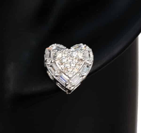 925 Sterling Silver Earrings with Heart-shaped Studs, Encrusted with Zircon Stones - Image 4