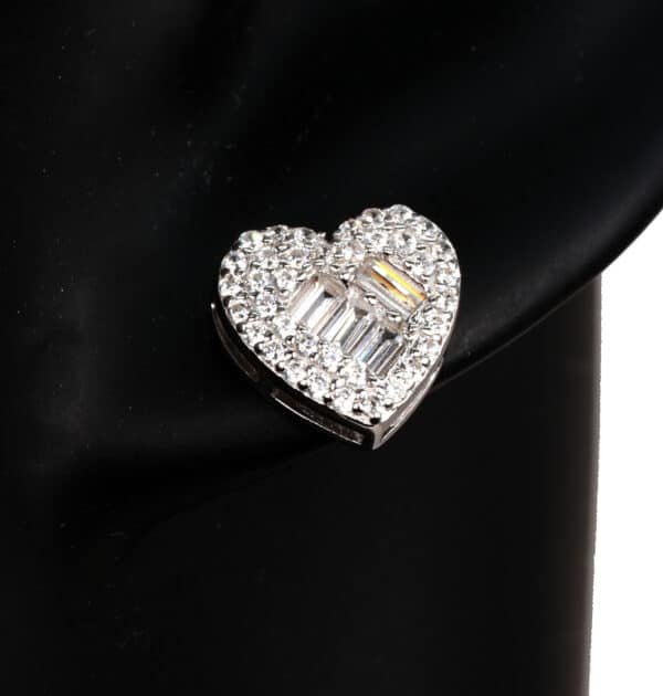 Dazzling Heart-Shaped Sterling Silver Stud Earrings with Sparkling Zircon Stones - Image 4