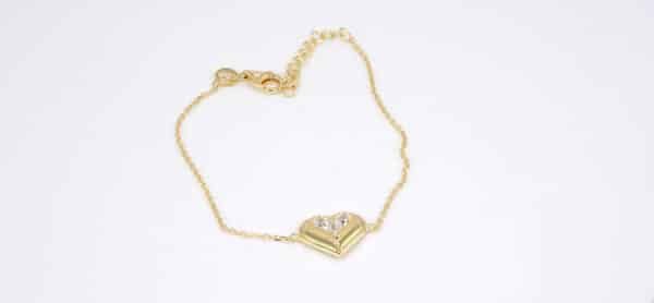 Dazzling Heart Shaped Zircon Bracelet: Exquisite 925 Sterling Silver with Gold and Rhodium Plating