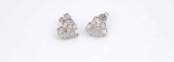 925 Sterling Silver Earrings with Heart-shaped Studs, Encrusted with Zircon Stones