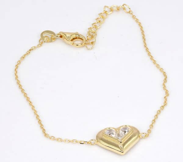 Dazzling Heart Shaped Zircon Bracelet: Exquisite 925 Sterling Silver with Gold and Rhodium Plating - Image 5