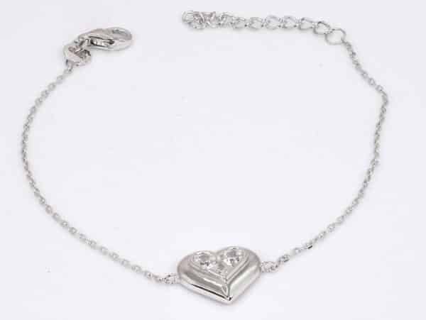 Sparkling Heart Shaped Zircon Sterling Silver Bracelet: Elegant Beauty on a Delicate Chain - Image 5
