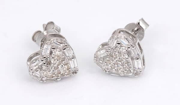 925 Sterling Silver Earrings with Heart-shaped Studs, Encrusted with Zircon Stones - Image 5