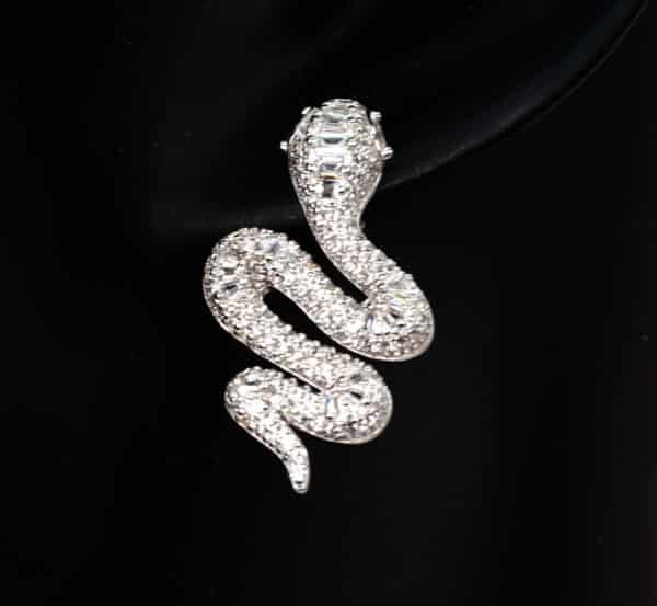 Serpent Stud Earring – 5A Cubic Zirconia, Rhodium-Plated Luxury Jewelry Snake - Image 5