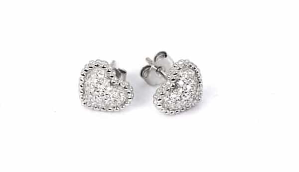 Heart-Shaped 925 Sterling Silver Bracelet and Stud Earrings Set with 5A Zircon Gemstones - Image 4