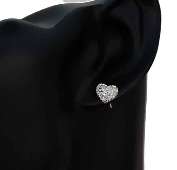 Heart-Shaped 925 Sterling Silver Bracelet and Stud Earrings Set with 5A Zircon Gemstones - Image 2