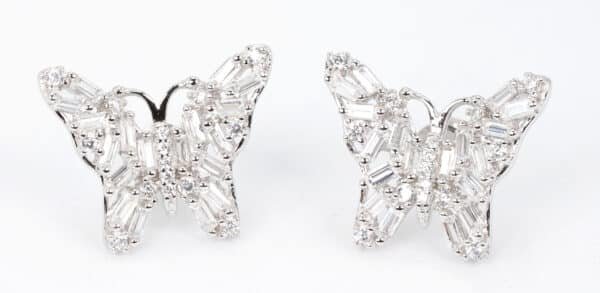 925 Sterling Silver Stud Earrings with Zircon diamond Butterfly