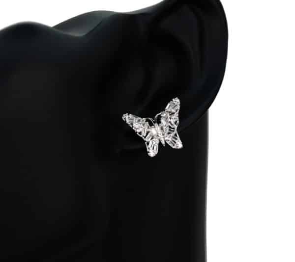 925 Sterling Silver Stud Earrings with Detailed Zircon diamond  Butterfly Design - Image 4