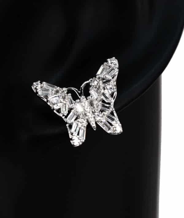 925 Sterling Silver Stud Earrings with Detailed Zircon diamond  Butterfly Design - Image 5