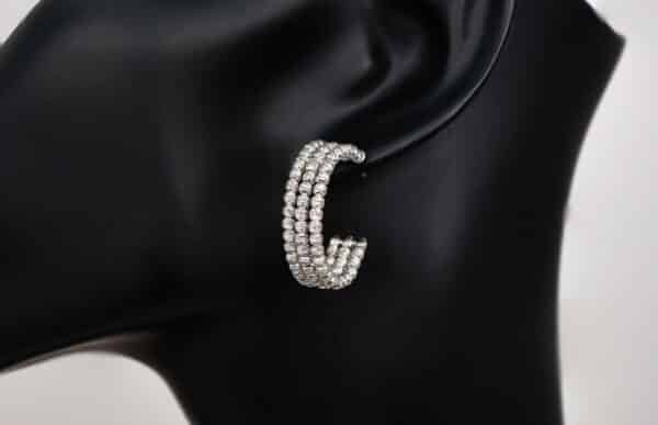 925 Sterling Silver Classic Hoop Earrings with Three Rows: Effortlessly Elegant - Image 5
