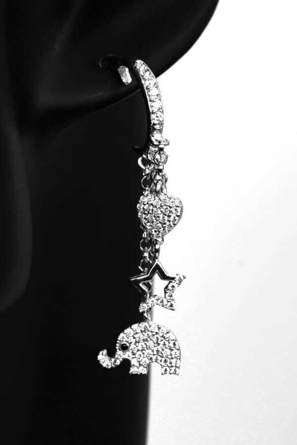Sterling Silver Elephant & Star Charm Dangle Earrings - Image 4