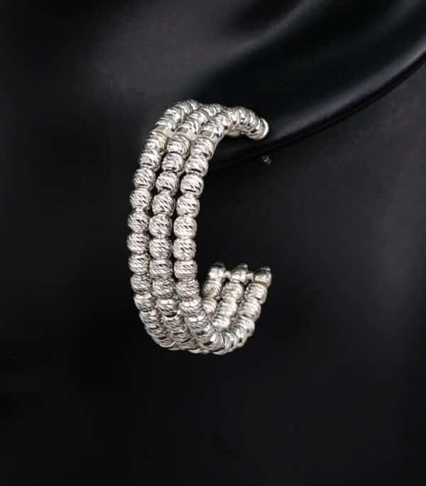 925 Sterling Silver Classic Hoop Earrings with Three Rows: Effortlessly Elegant - Image 6