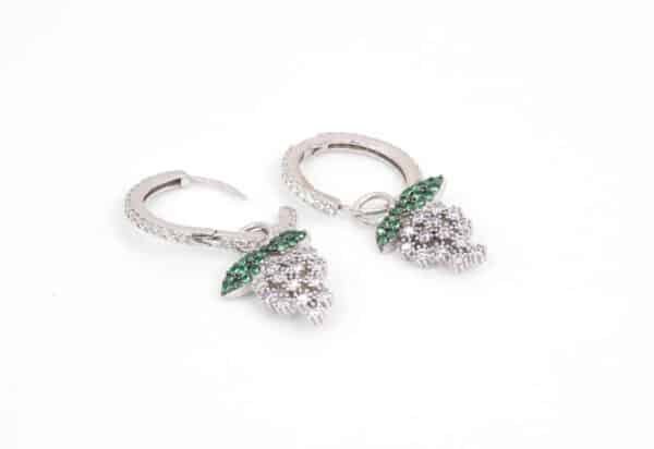 925 Sterling Silver dangle earrings with a grape design - Image 5