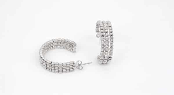 925 Sterling Silver Classic Hoop Earrings with Three Rows: Effortlessly Elegant