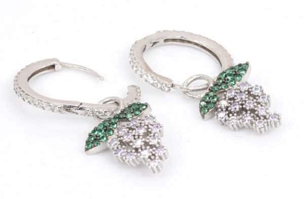 925 Sterling Silver dangle earrings with a grape design - Image 4