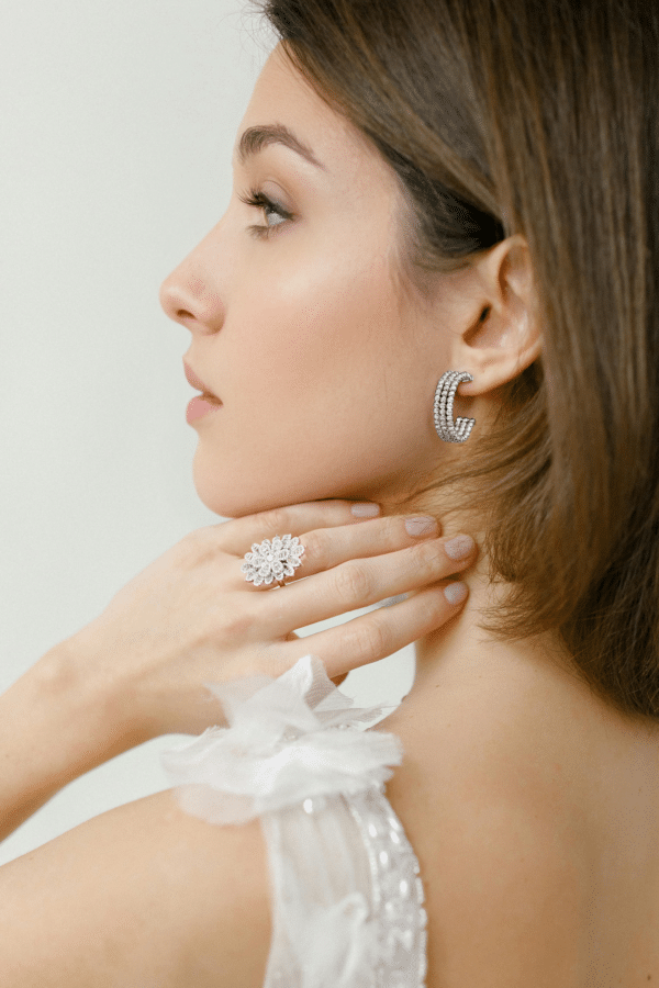 925 Sterling Silver Classic Hoop Earrings with Three Rows: Effortlessly Elegant - Image 2