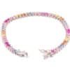 925 Sterling Silver Heart-Shaped Bracelet with 5A Cubic Zirconia Diamonds - Vibrant Rainbow Design