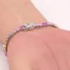 925 Sterling Silver Heart Shaped Bracelet with 5A Cubic Zirconia Diamonds – Rainbow Design