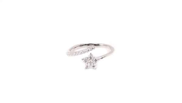 925 Sterling Silver Sparkling Floral Adjustable Ring with zirconia diamonds - Image 2