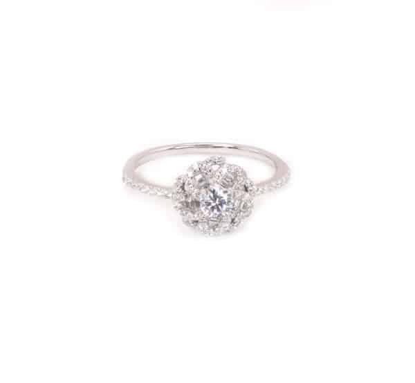 925 Sterling Silver Floral Halo Engagement Ring – A Timeless Masterpiece of Elegance - Image 2