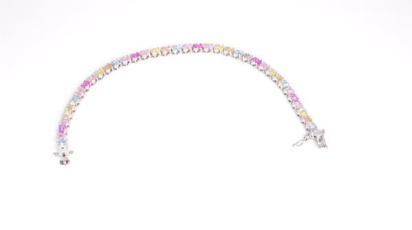 925 Sterling Silver Rainbow Bracelet with Premium Cubic Zirconia Diamonds - Image 2