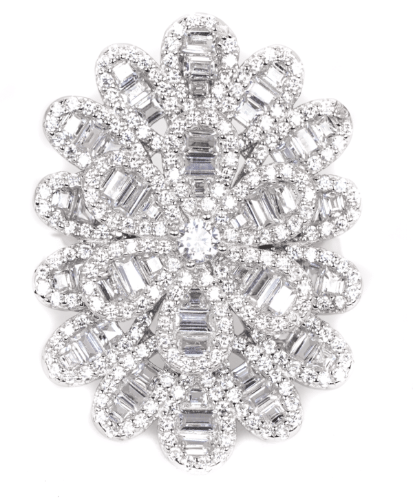 Floral Majesty Silver Statement Ring zirconia – Jewelry Grande - Image 3