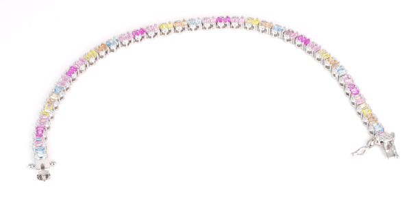 925 Sterling Silver Rainbow Bracelet with Premium Cubic Zirconia Diamonds - Image 3