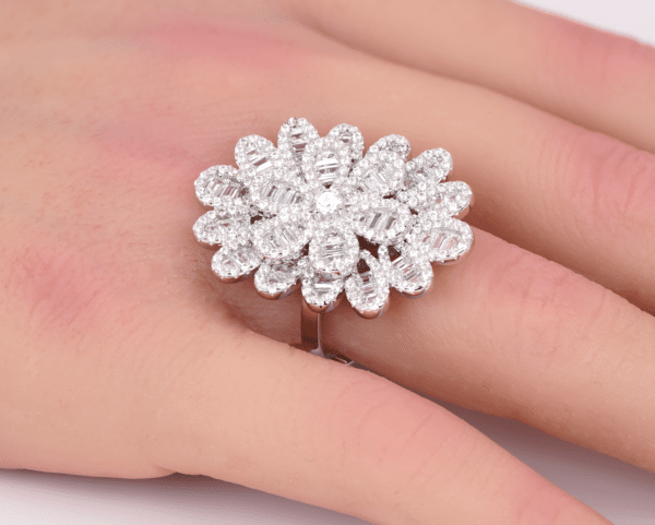 Floral Majesty Silver Statement Ring zirconia – Jewelry Grande - Image 5