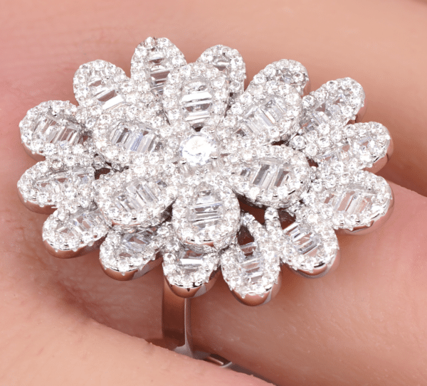 Floral Majesty Silver Statement Ring zirconia – Jewelry Grande - Image 4