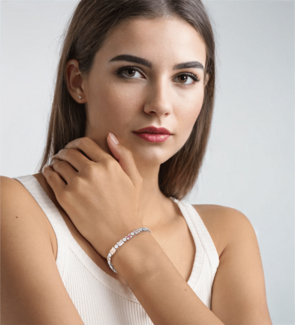 925 Sterling Silver Rainbow Bracelet Cubic Zirconia Multicolor - Image 5